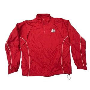 Vintage Ohio State Buckeyes 1/4 Zip Pullover Windbreaker Men's Size Medium Red